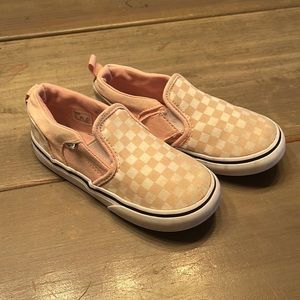 Girls Pink Check Vans with Velcro